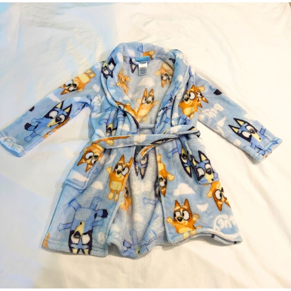 Bluey and Bingo Character Toddler Plush Fleece Robe Size 4T - Never Worn